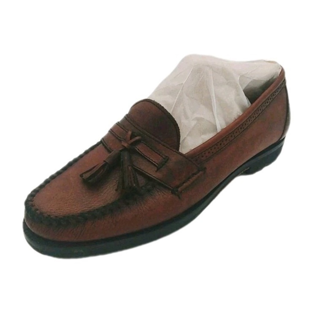 G. H. Bass Calloway Tassel Loafers, Brown Pebble Grain Leather, Size 9.5 D